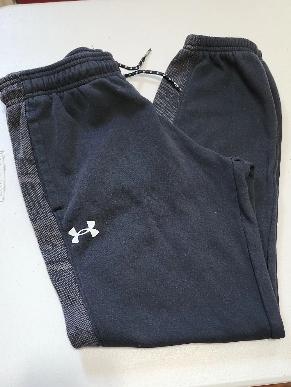 GUC 2 Pairs Of Pants, SzL (Y14-16) Under Armour Black long & Gray Adidas Shorts